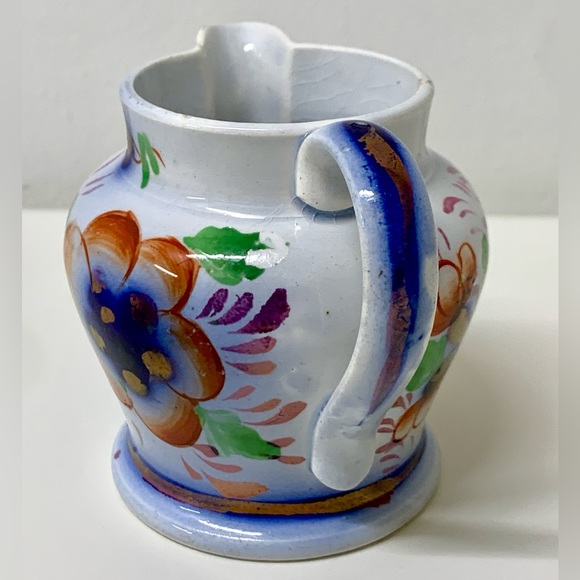 19th Century Antique Gaudy Welsh Ironstone Grape Pattern Miniature Pitcher Jug - Picture 4 of 16